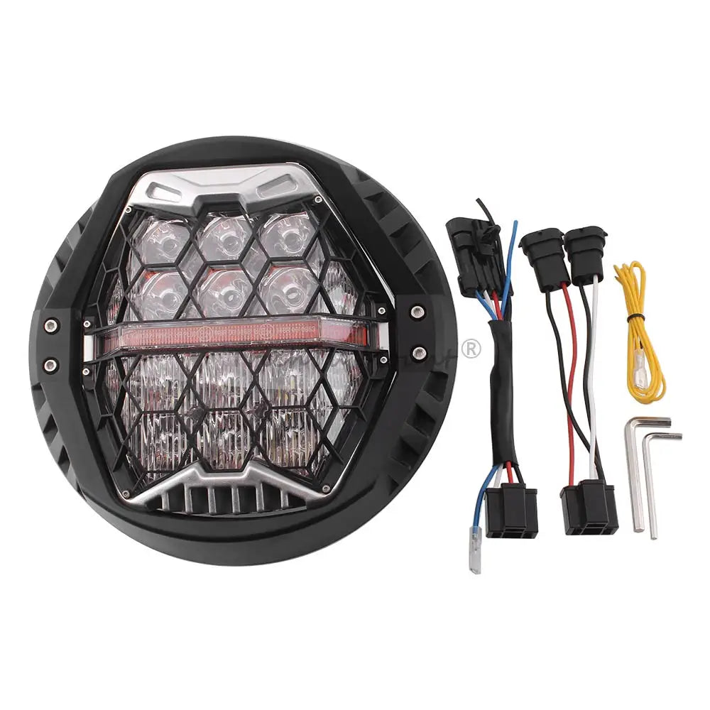 7" LED Headlight Motorcycle Hi/Lo Beam Headlamp Amber DRL Light For Harley Touring FLD Road King Street Glide Softail Fat Boy