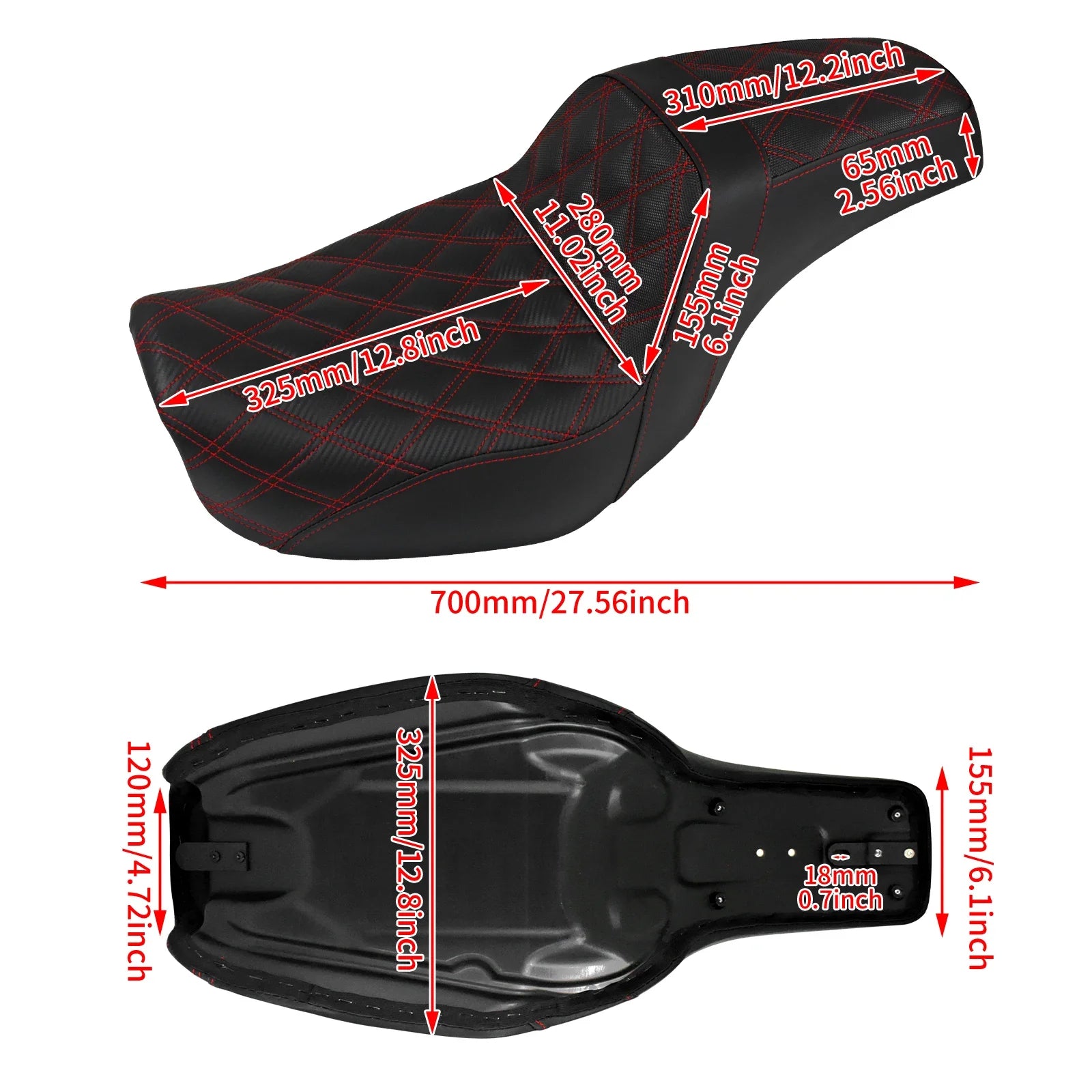 Two-Up Motorcycle Driver Passenger Seat Front Rear Cushions Leather Rider Seat For Harley Dyna 2006-2017 Street Bob Fat Bob FXDL