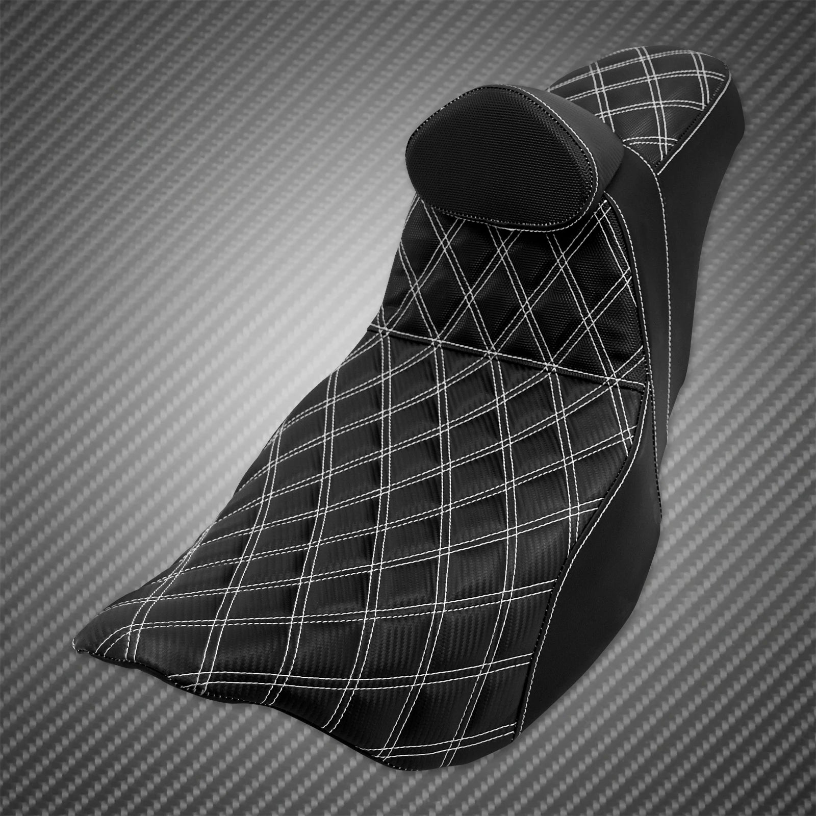 Motorcycle 2-Up Seat With Driver Backrest Cushions Lattice Stitch Front Rear Seat For Harley Touring Electra Glide FLHR 2009-23