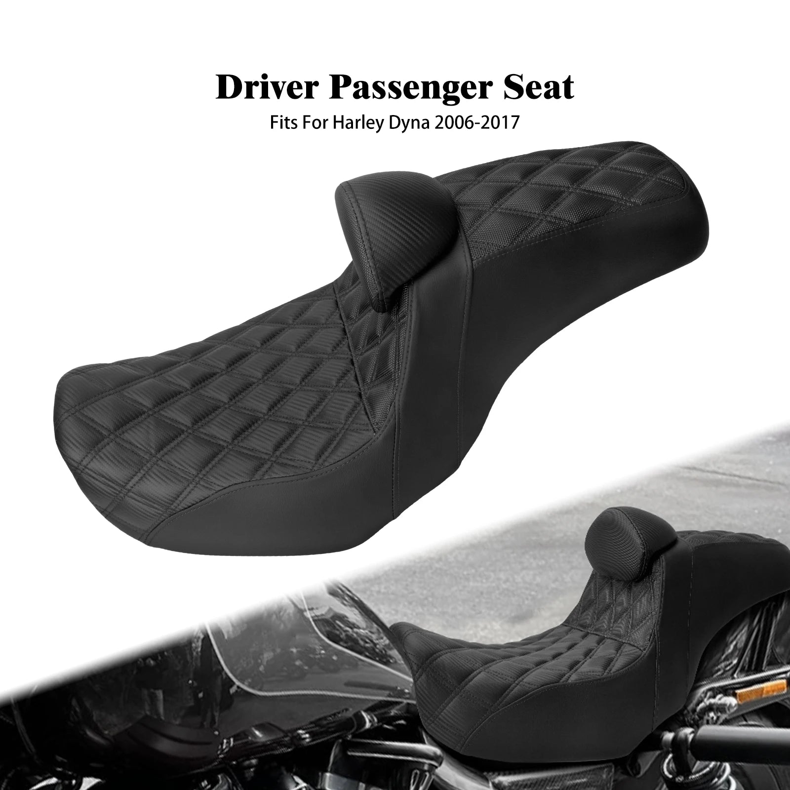 Motorcycle Two Up Seat With Backrest Driver Passenger Saddle Cushions Seat For Harley Dyna Low Rider Fat Bob Street Bob 06-2017