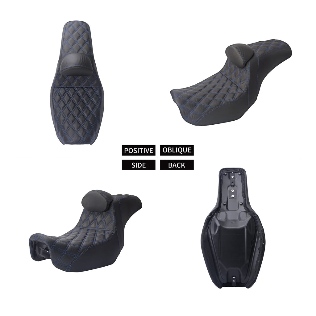 Motorcycle Two Up Seat With Backrest Driver Passenger Saddle Cushions Seat For Harley Dyna Low Rider Fat Bob Street Bob 06-2017