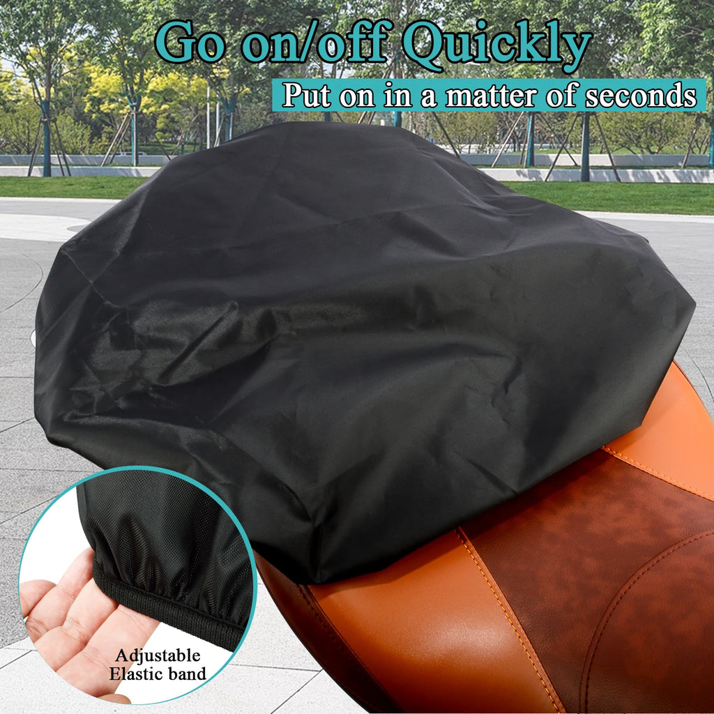 32" L x 17" W Motorcycle Rain Waterproof Seat Cover Two-Up Seat Protector Bra for Harley Touring Softail Dyna Electra Road Glide