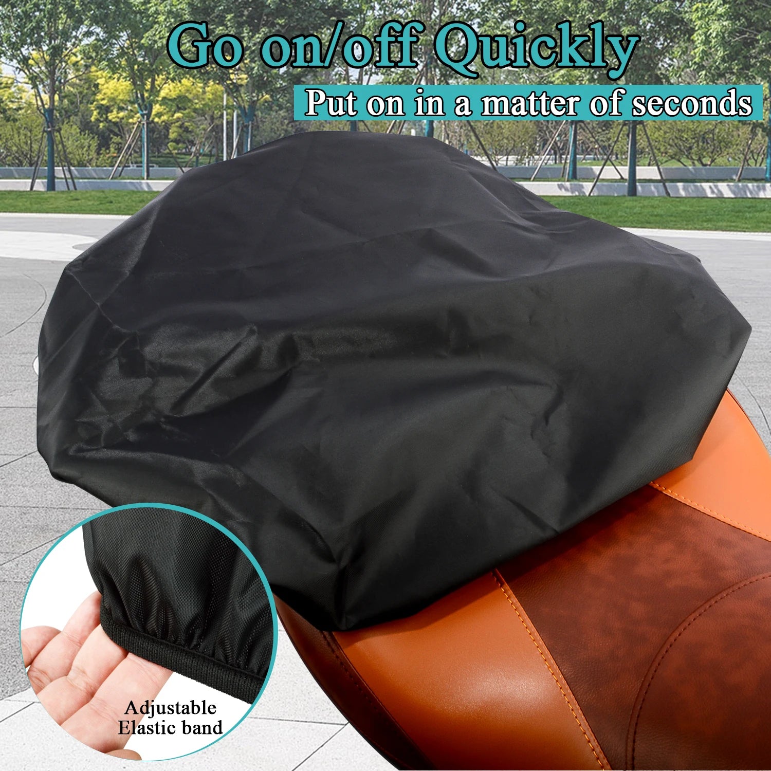 32" L x 17" W Motorcycle Rain Waterproof Seat Cover Two-Up Seat Protector Bra for Harley Touring Softail Dyna Electra Road Glide