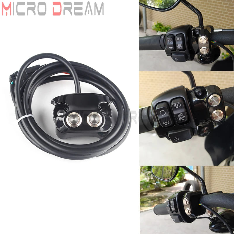 1'' 25mm Handlebar Air Ride Control Switch 2 Button for Harley Sportster 883 1200 XL Dyna Street Glide V-Rod Muscle Cafe Racer
