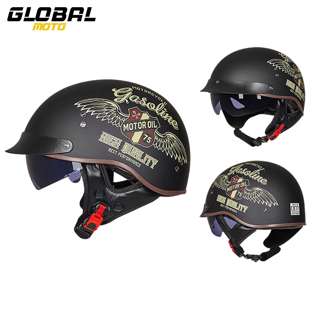 Scooter Biker Motorcycle Half Helmet Summer Motorcycle Helmet Anti Fall Retro Motorbike Half Helmet