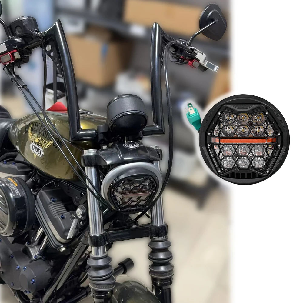 5.75 Inch Performance LED Headlight DRL E24 For Harley Sportster Dyna Softail Motorcycle Headlamp Amber DRL Hi/Low Beam