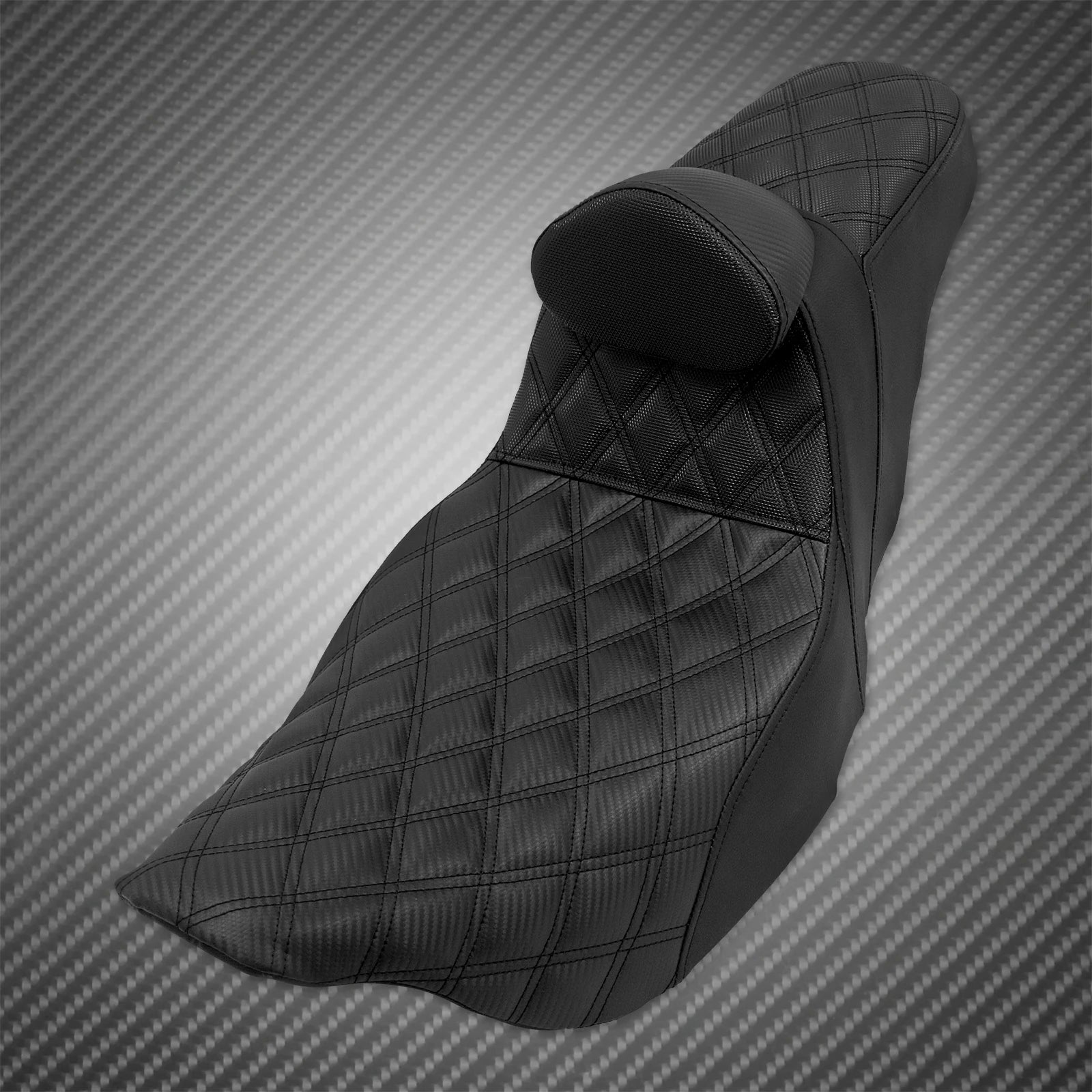 Motorcycle 2-Up Seat With Driver Backrest Cushions Lattice Stitch Front Rear Seat For Harley Touring Electra Glide FLHR 2009-23
