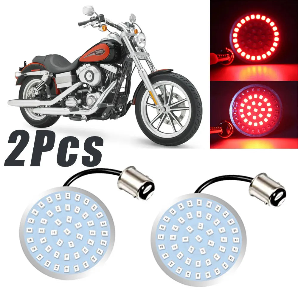 2" Amber White 1157 Front & 1156 Rear LED Turn Signal Lights Inserts Bullet-style Lens Smoke Cover Case For Motorcycle Harley