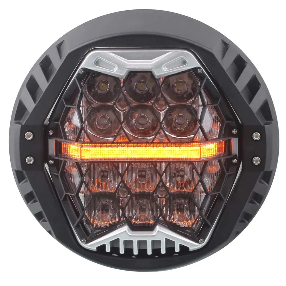 7" LED Headlight Motorcycle Hi/Lo Beam Headlamp Amber DRL Light For Harley Touring FLD Road King Street Glide Softail Fat Boy