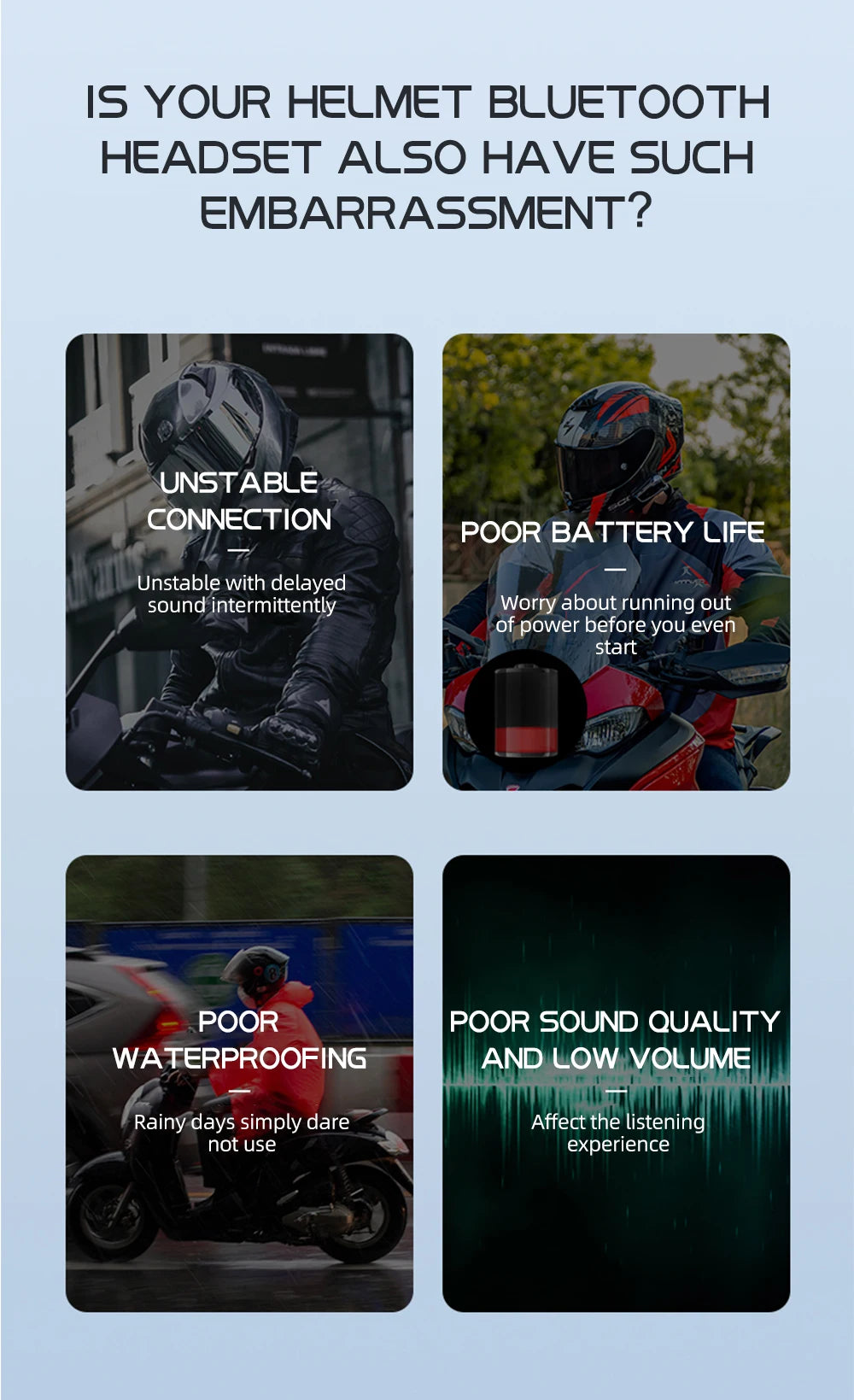 1/2Pcs Motorcycle Helmet Bluetooth Intercom Headset Wireless Interphone Intercomunicador Moto Waterproof HandsfreeCall Headphone
