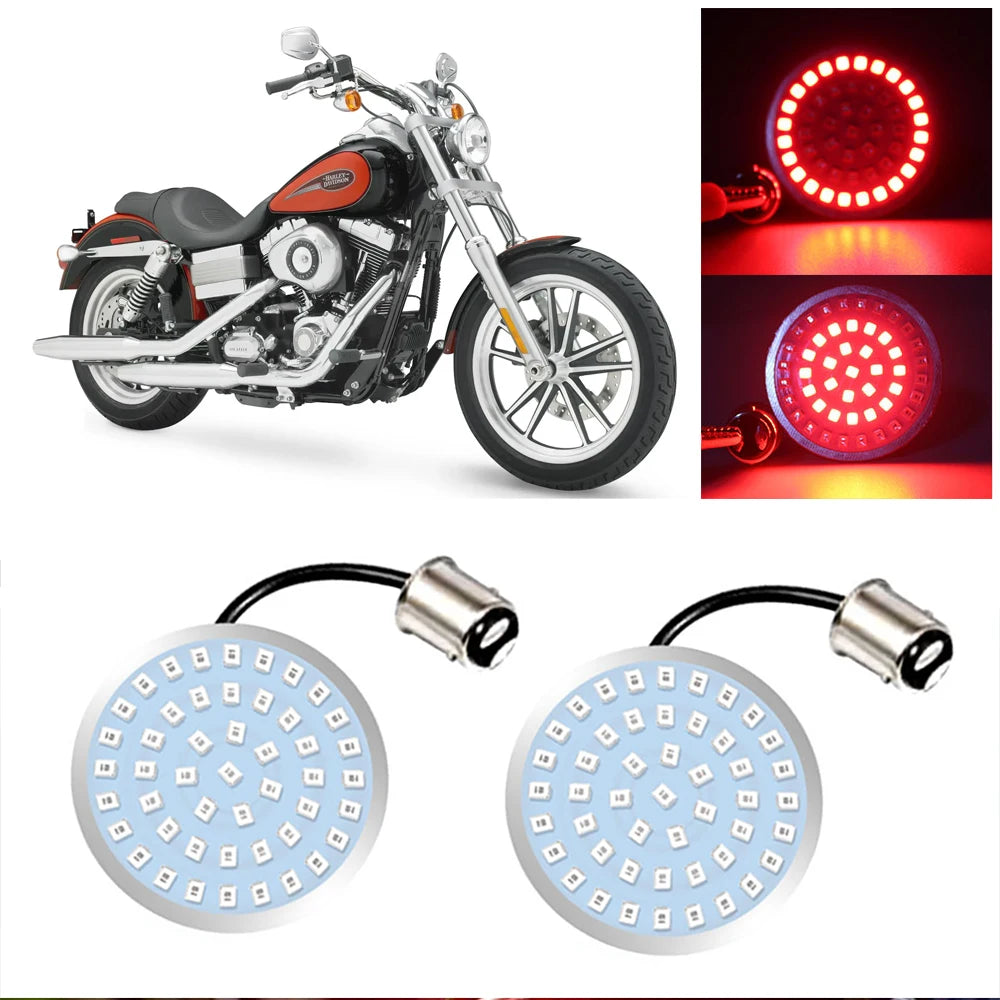 2" Amber White 1157 Front & 1156 Rear LED Turn Signal Lights Inserts Bullet-style Lens Smoke Cover Case For Motorcycle Harley