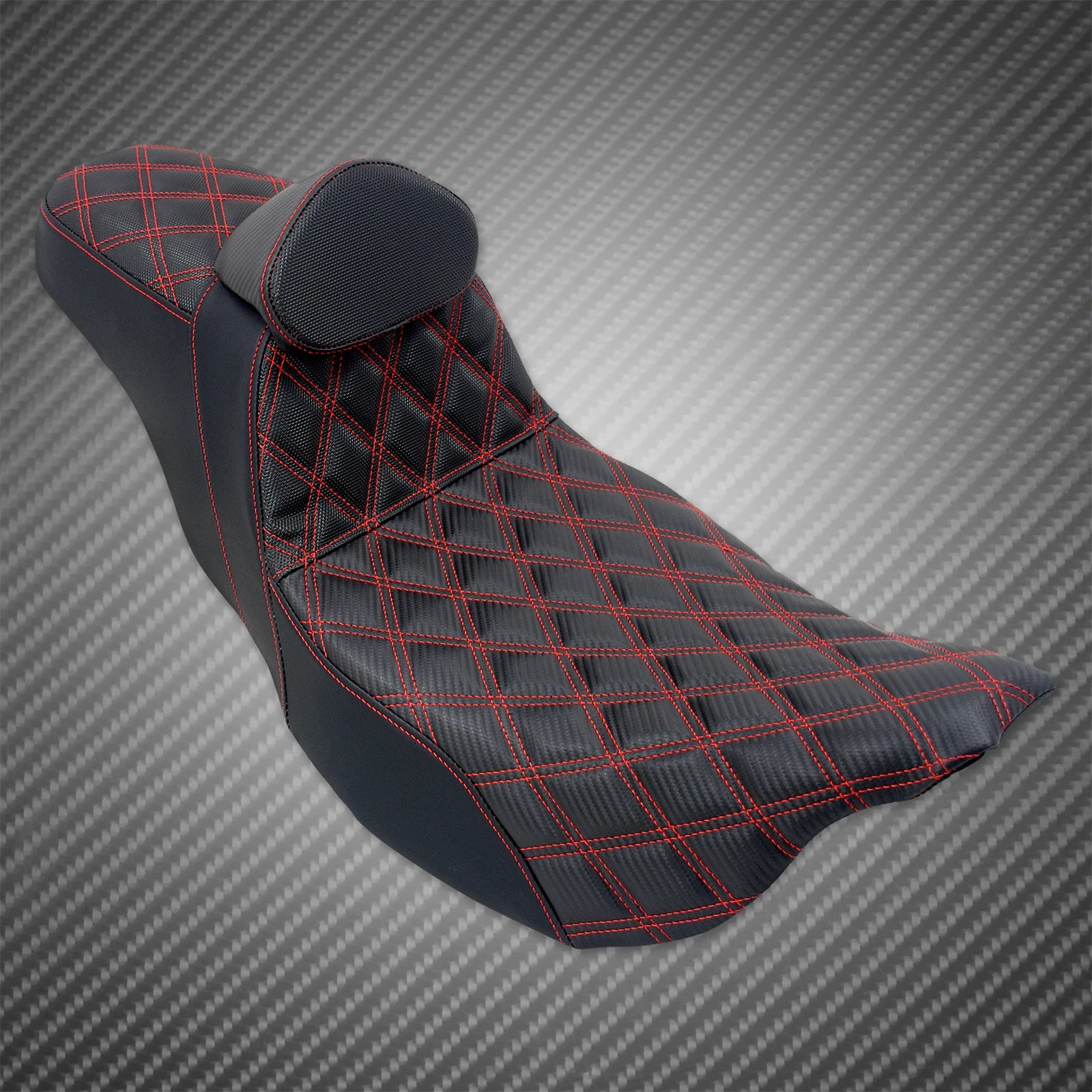 Motorcycle 2-Up Seat With Driver Backrest Cushions Lattice Stitch Front Rear Seat For Harley Touring Electra Glide FLHR 2009-23