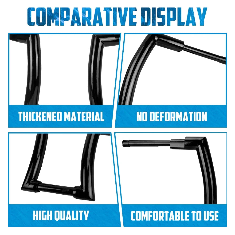 Motorcycle Handlebar 12" 14" 16" Rise Handle Bar For Harley Touring FLHT FLHR Dyna Softail Breakout Fat Boy Drag Fat Bars Black