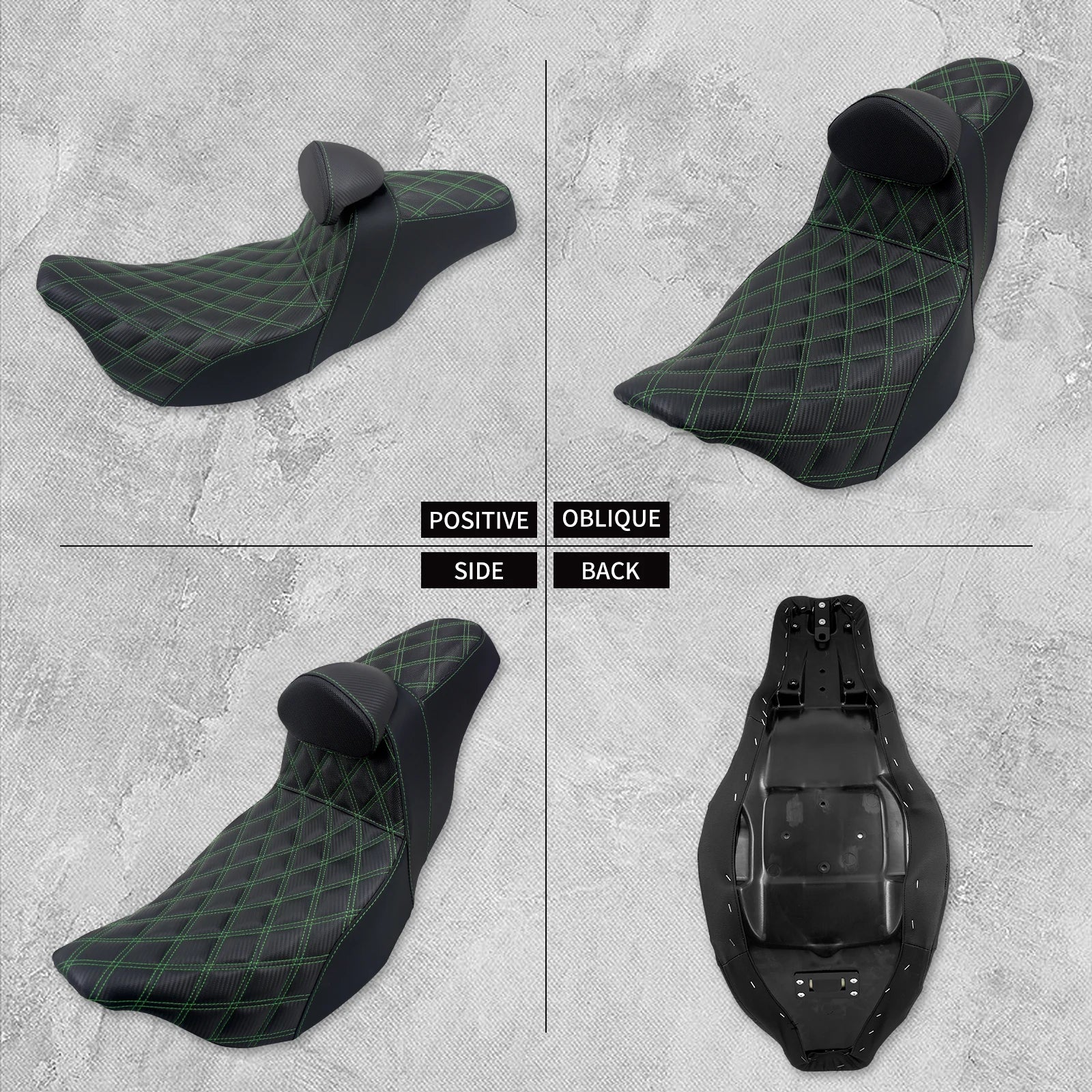 Motorcycle 2-Up Seat With Driver Backrest Cushions Lattice Stitch Front Rear Seat For Harley Touring Electra Glide FLHR 2009-23
