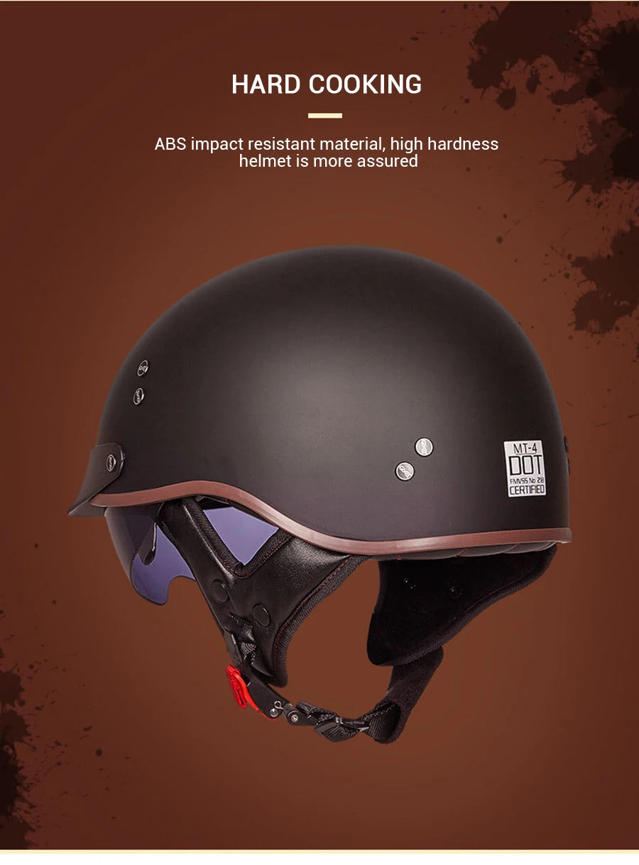 Scooter Biker Motorcycle Half Helmet Summer Motorcycle Helmet Anti Fall Retro Motorbike Half Helmet