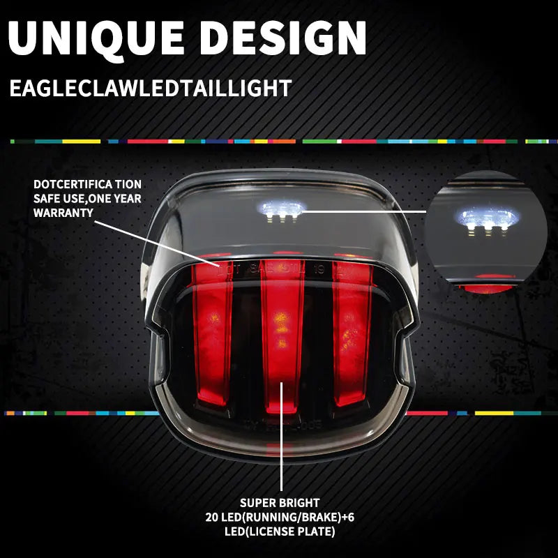 Tail Rear Light LED Lamp Taillight With DRL Brake Stop Light For Harley Sportster Softail Dyna Lay Down Super Glide