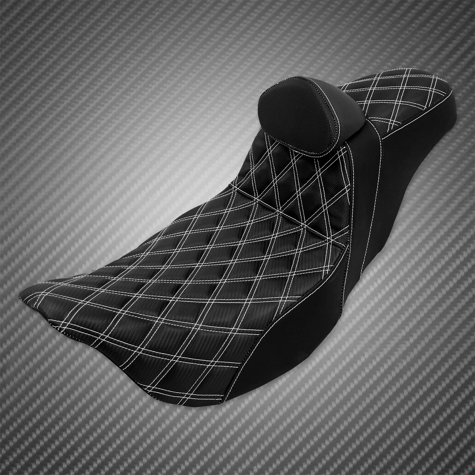 Motorcycle 2-Up Seat With Driver Backrest Cushions Lattice Stitch Front Rear Seat For Harley Touring Electra Glide FLHR 2009-23