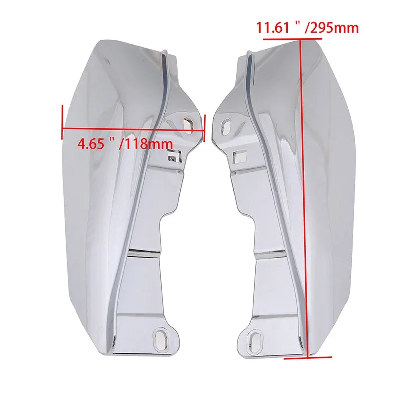 Fit for Harley '09-later Touring and Trike Models Black/Silver 1 Pair Air Deflector Fairing Heat Shield Trim Cover Mid-Frame ABS
