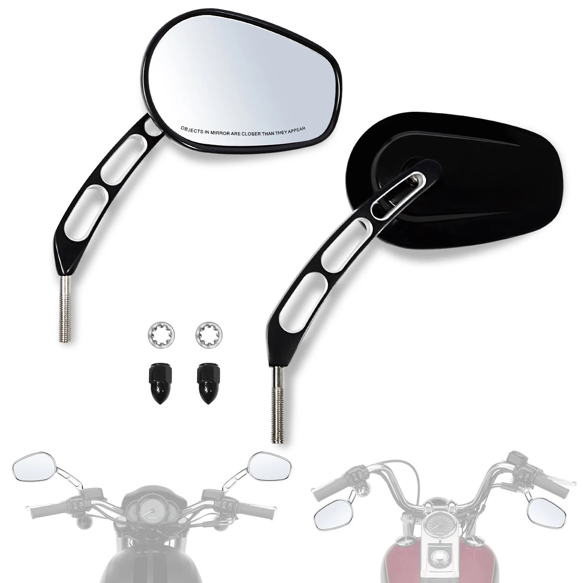 8MM Motorcycles Mirrors Rear View Side Mirror For Harley Honda Davidson Touring 360° Road King Street Glide Sportster 1984-2024