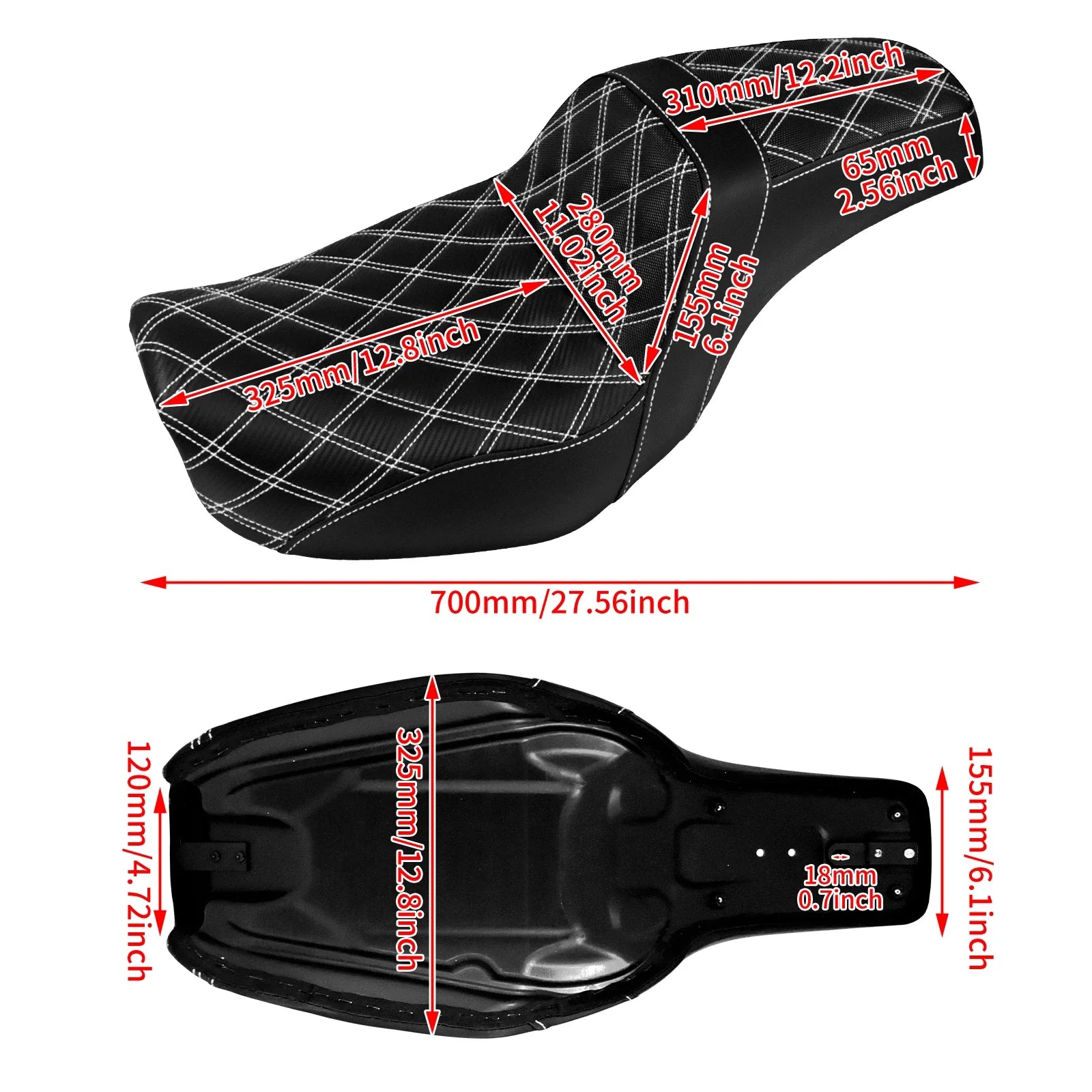 Two-Up Motorcycle Driver Passenger Seat Front Rear Cushions Leather Rider Seat For Harley Dyna 2006-2017 Street Bob Fat Bob FXDL
