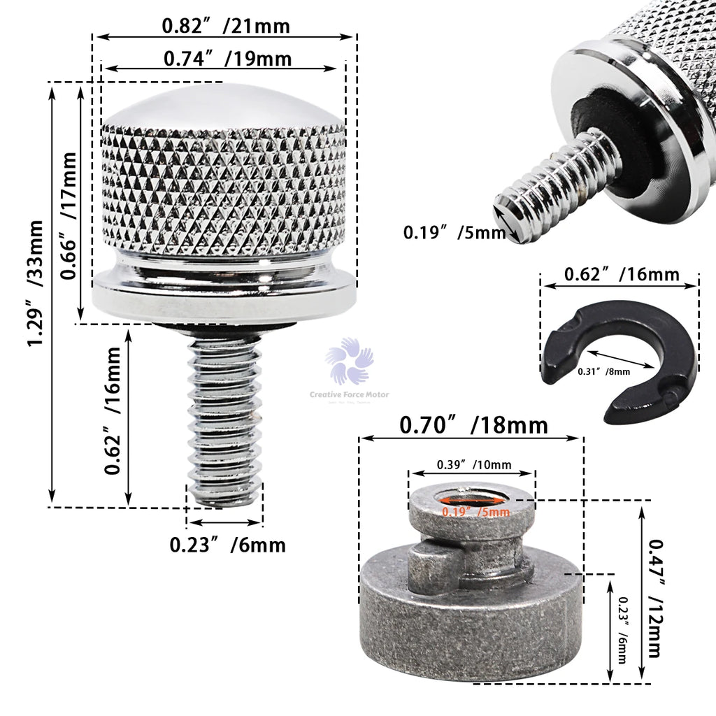 Quick Release Rear Fender Seat Bolt Nut Kit Motorcycle Mount Screw For Harley Sportster XL Softail FL Dyna Street Bob Road Glide