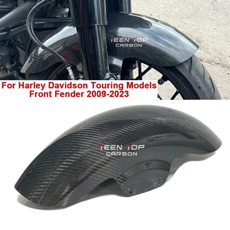 Real Carbon Fiber Front Mudguard For Harley Davidson Touring Models 2009-2023 Motorcycle Exhaust Carbon Front Fender For Harley