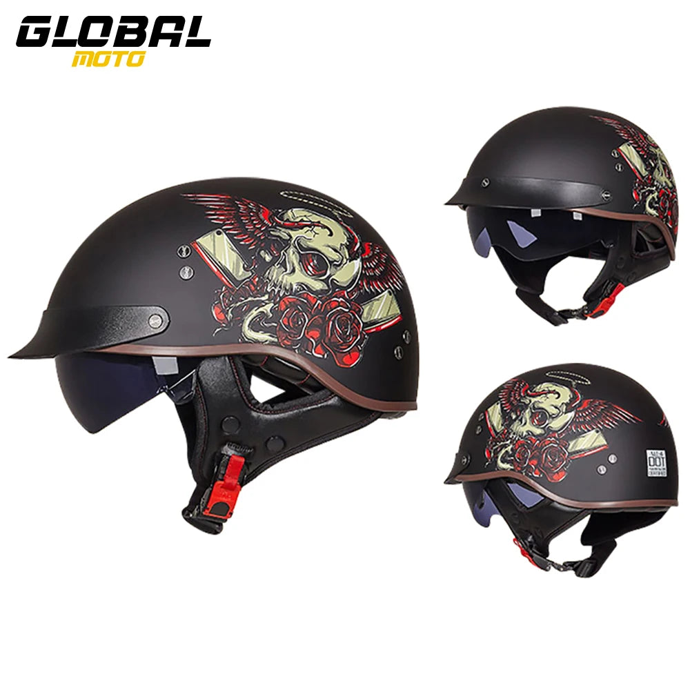 Scooter Biker Motorcycle Half Helmet Summer Motorcycle Helmet Anti Fall Retro Motorbike Half Helmet