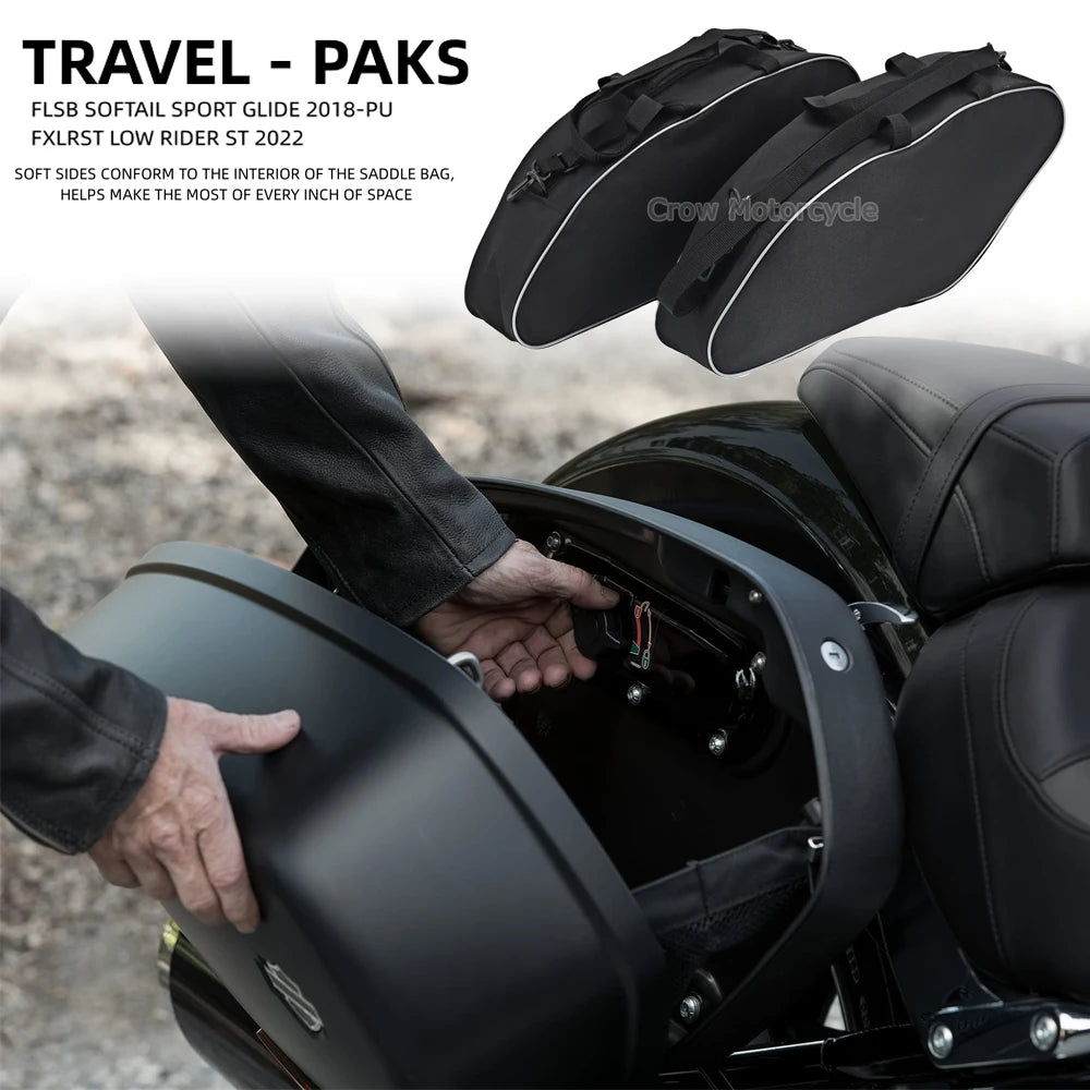 For Harley FLSB Softail Sport Glide 18-Up FXLRST Low Rider ST 2022 Hard Saddlebag Travel-Packs Luggage Tour Pack Soft Liners Bag