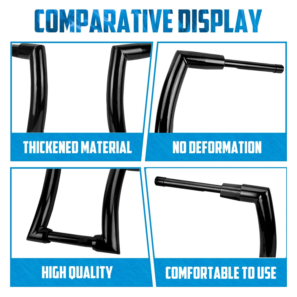 Motorcycle Handlebar 12" 14" 16" Rise Handle Bar For Harley Touring FLHT FLHR Dyna Softail Breakout Fat Boy Drag Fat Bars Black