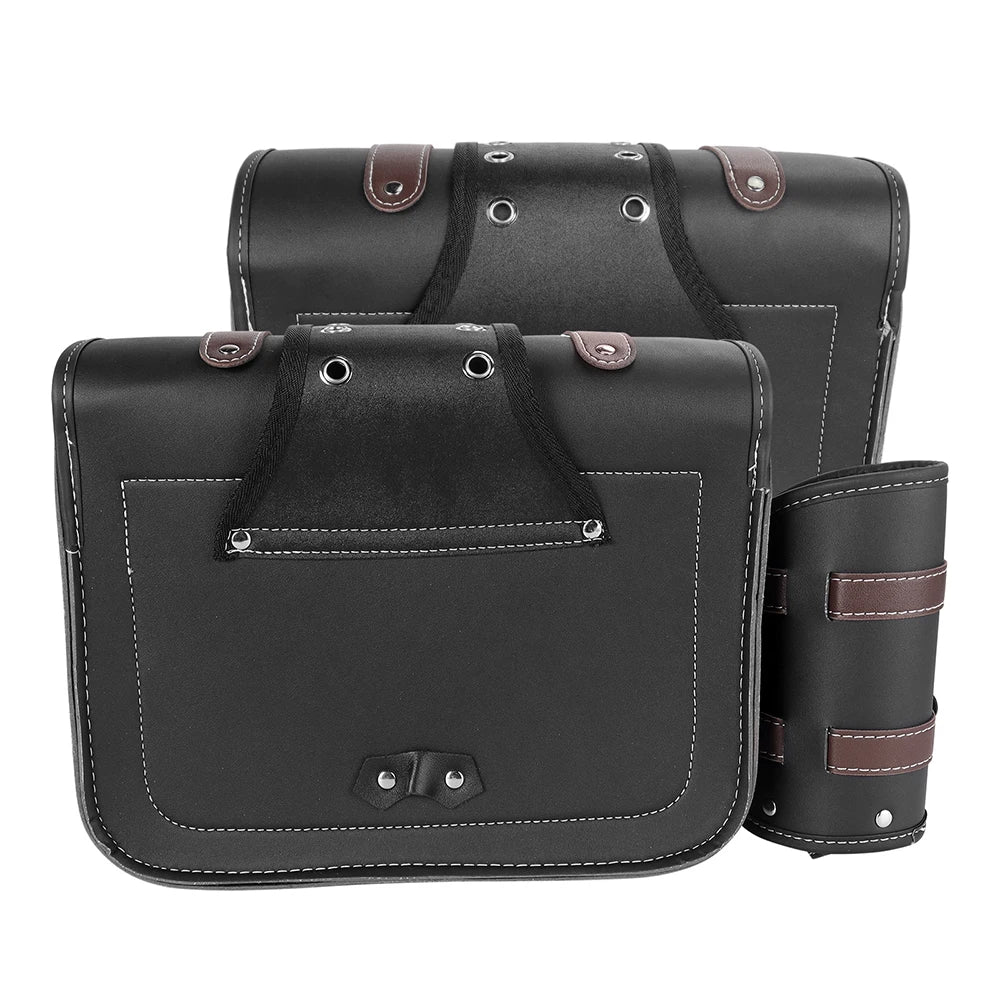 1 Pair Motorcycle Saddlebags PU Leather Luggage Pouch Side Tool Bag Saddle Bags For Harley Sportster XL 883 XL 1200