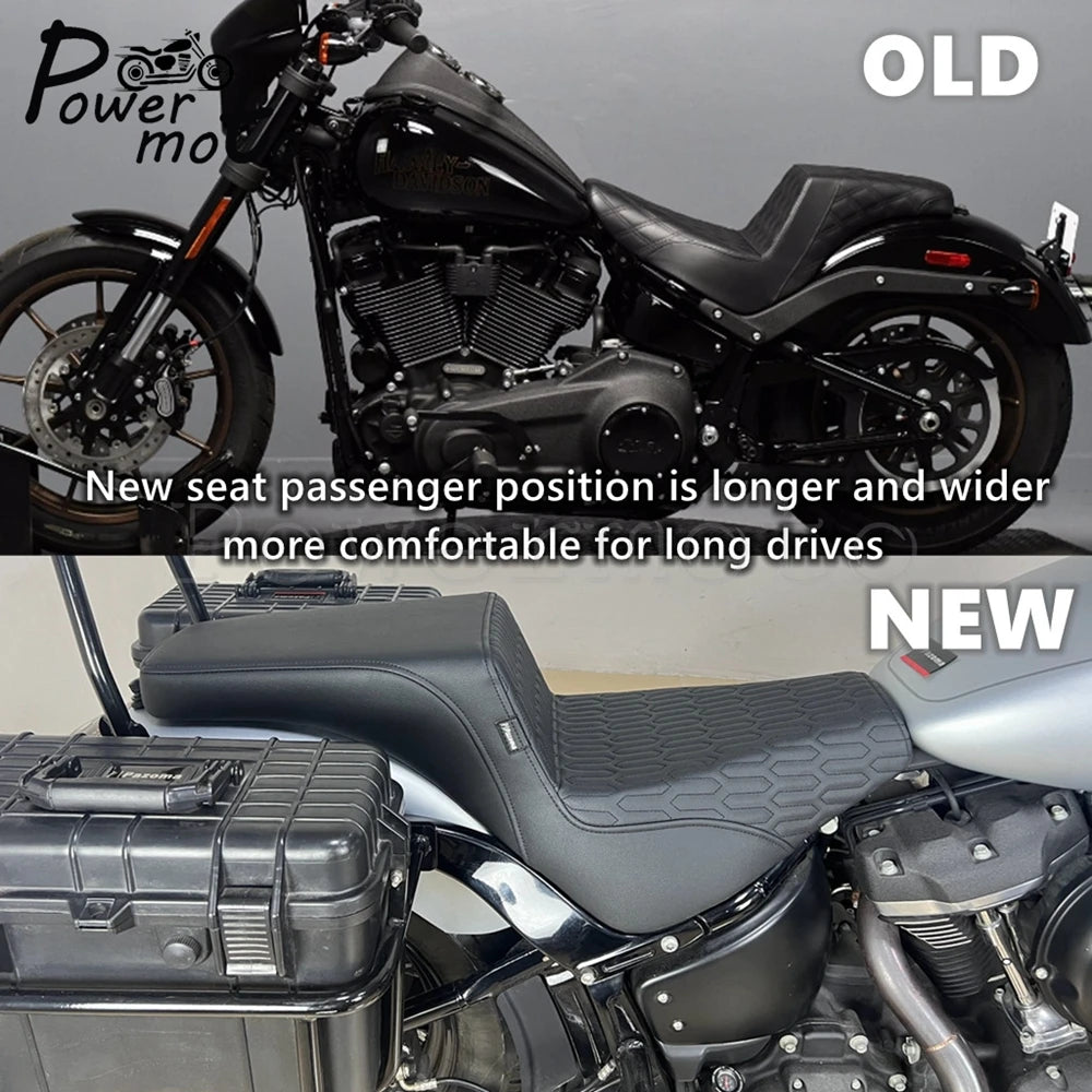 Leather Driver Passenger Seat Two up Seat Cushion Cover For Harley Softail Slim Street Bob Heritage Classic Deluxe 2018-2024