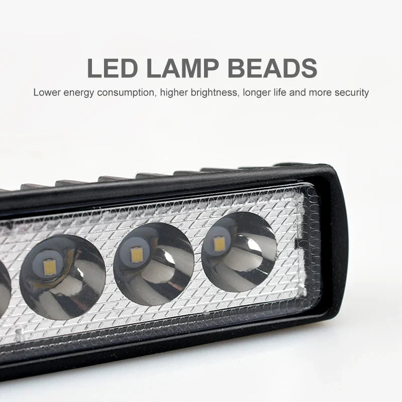 18w 6 LED Motocycle Work Light High Bright Spotlight Offroad Automobile Truck Driving Fog Headlights DRL Driving Lamp 12V