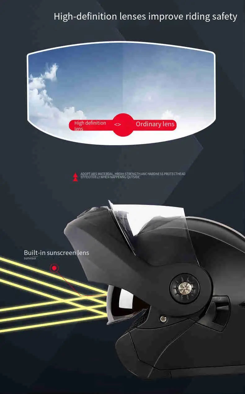 Motorcycle helmet men's and women's face helmet winter and summer motorcycle full helmet double lens four-season universal helme