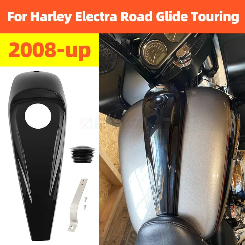Motorcycle Oil Gas Cap Cover Smooth Dash Fuel Tank Console Trim Panel For Harley Touring Electra Glide Street FLHT FLHX 08-23