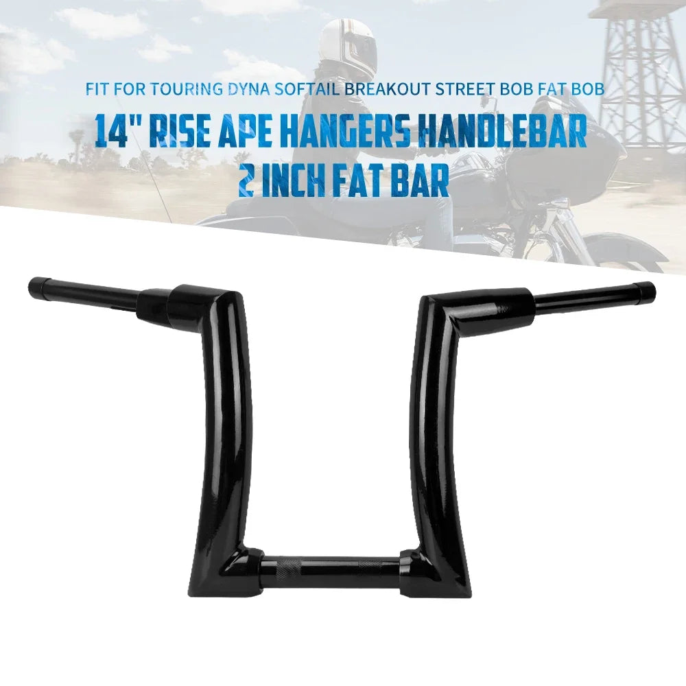 Motorcycle Handlebar 12" 14" 16" Rise Handle Bar For Harley Touring FLHT FLHR Dyna Softail Breakout Fat Boy Drag Fat Bars Black