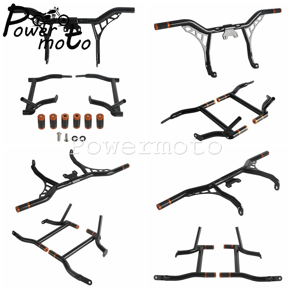 Highway Engine Guard Crash Bar Frame Slider Saddlebag Tip-Over Bar Set For Harley Touring Electra Road Street Glide Road King