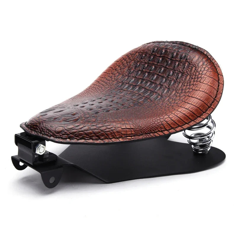 Motorcycle Retro Brown/Black Alligator Pattern Solo Seat  For Honda Shadow 700 Magna For Harley Sportster Bobber Chopper Rocker