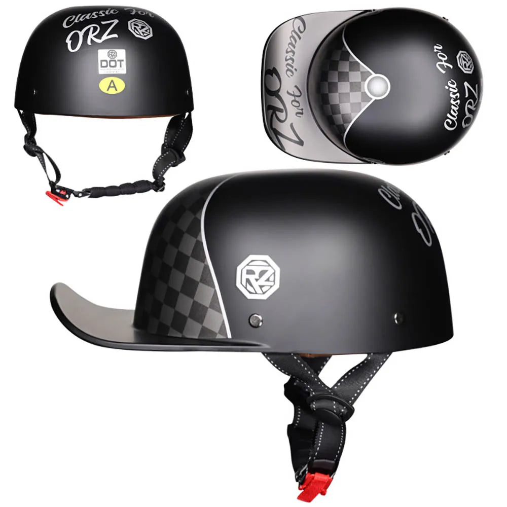 Baseball Cap Motorcycle Helmet Street Touring Half Helmet For Bike Cruiser Chopper Moped Scooter DOT Approved Moto Helmet