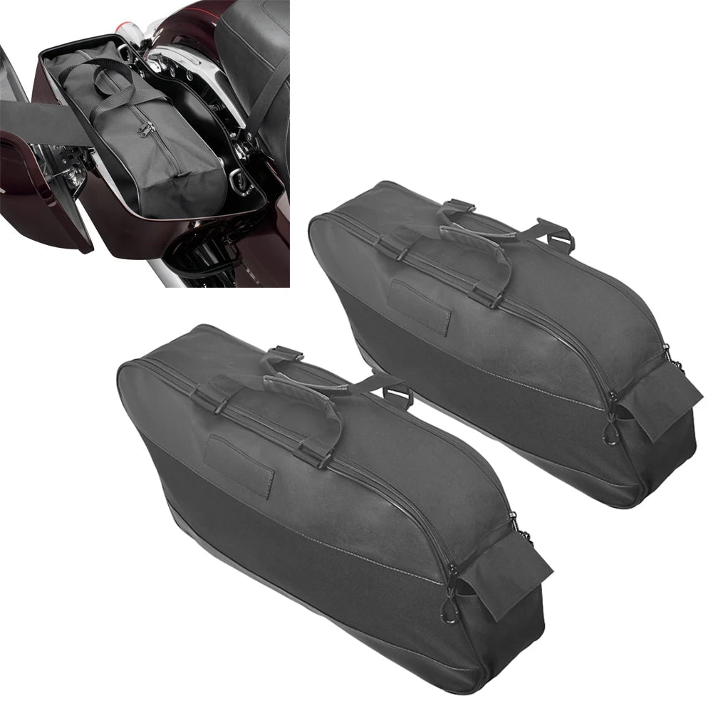 Motorcycle Black Saddle Bag Luggage Rack Liner Saddlebag For Harley Touring Road King Electra Street Glide Ultra 1993-2023 2022