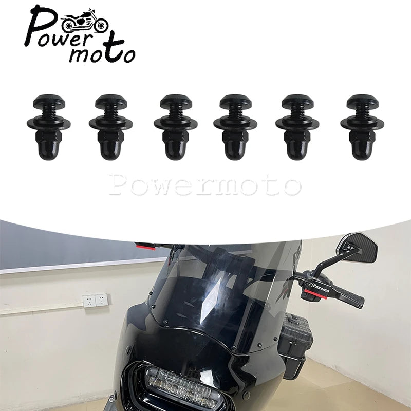 Memphis Shades Road Warrior Fairing Windscreen T25 Windshield Bolt Screw 6pcs For Harley Softail Low Rider S Dyna Fat Street Bob