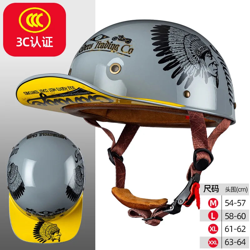 Motorcycle Helmet Electric Vehicle Riding Locomotive for Harley Retro Half Helmet Four Seas Universal Helmet Helmet Wholesale