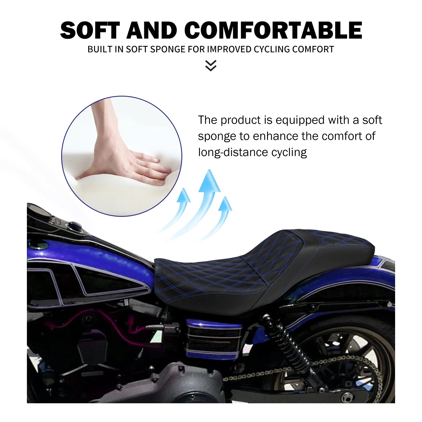 Two-Up Motorcycle Driver Passenger Seat Front Rear Cushions Leather Rider Seat For Harley Dyna 2006-2017 Street Bob Fat Bob FXDL