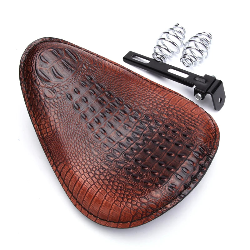 Motorcycle Retro Brown/Black Alligator Pattern Solo Seat  For Honda Shadow 700 Magna For Harley Sportster Bobber Chopper Rocker