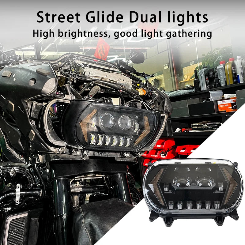 Road Glide LED Headlight  with High/Low Beam  with Turn Signals & DRL  For Harley Davidson  Road Glide 2015-2023 Headlight