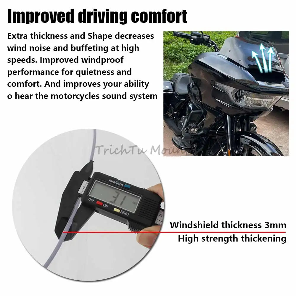 For Harley Touring Road Glide CVO FLTRX FLTRXSE 2023 2024 Motorcycle Front Upper Fairing Windshield Windscreen Wind Deflectors