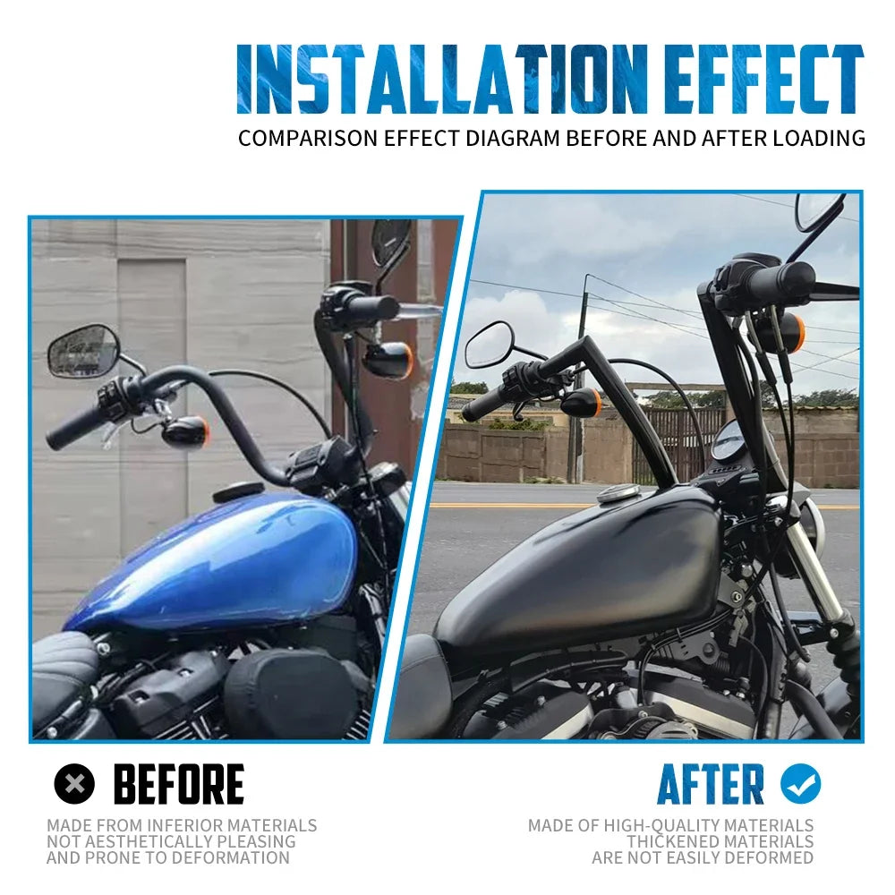 Motorcycle Handlebar 12" 14" 16" Rise Handle Bar For Harley Touring FLHT FLHR Dyna Softail Breakout Fat Boy Drag Fat Bars Black
