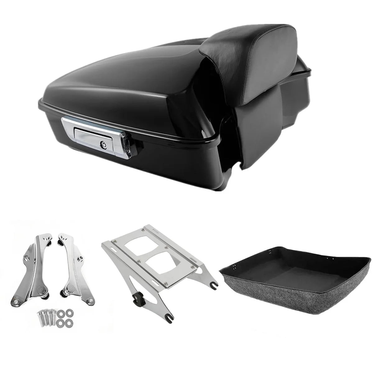 Motorcycle Top Case Box Suitcases Boot Trunk With Luggage Rack For Harley Touring Road King Road Glide Street Glide 2009-2025