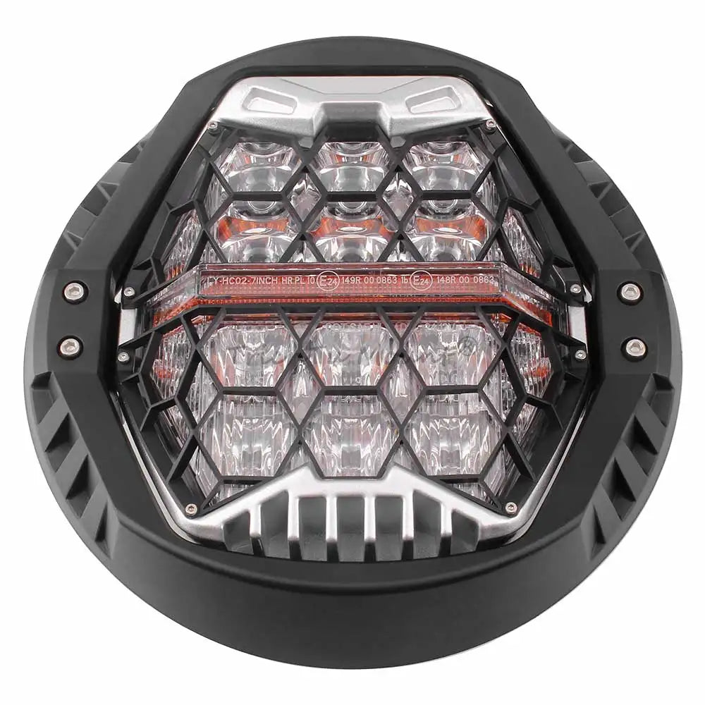 7" LED Headlight Motorcycle Hi/Lo Beam Headlamp Amber DRL Light For Harley Touring FLD Road King Street Glide Softail Fat Boy