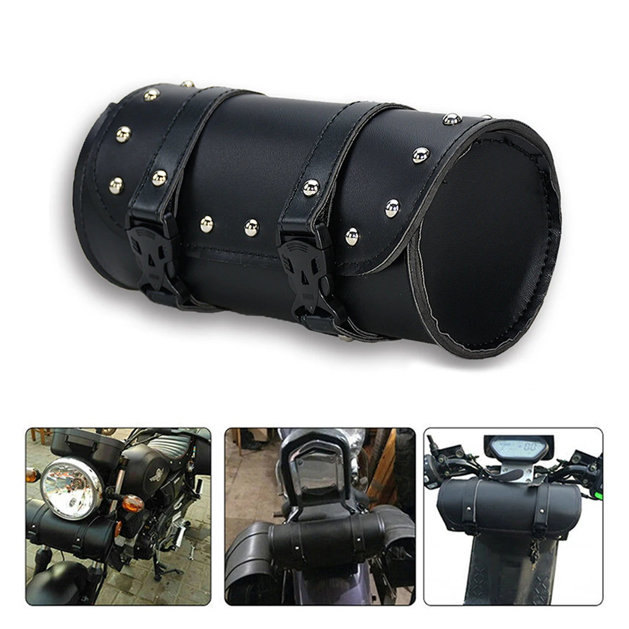 Motorcycle Fork Saddle Bags Leather Waterproof Tool Roll Barrel Bag Saddlebags Storage For Harley Sportster Touring Dyna Softail