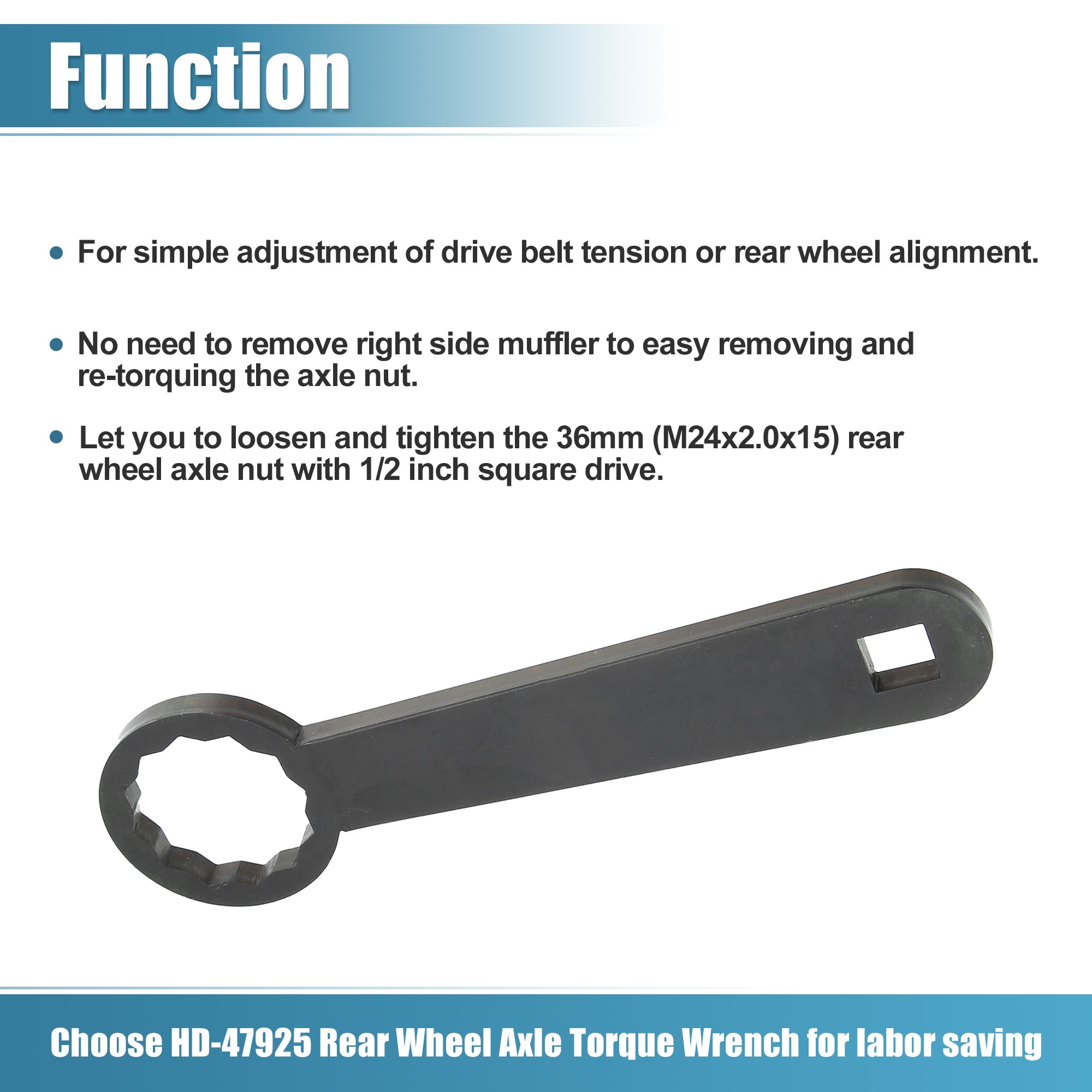 Motoforti Rear Axle 36mm Wrench Tool Rear Wheel Axle Torque Wrench Hand Tool for Harley Davidson Touring Motorcycle HD-47925